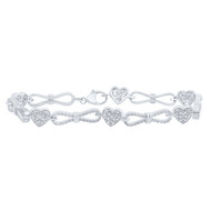 Sterling Silver Diamond Women's 6mm Heart & Infinity Tennis Bracelet 1/3 CT | 7"