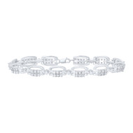 Sterling Silver Diamond Women's 5mm Domed 2 Row Oval Tennis Bracelet 1/3 CT | 7"