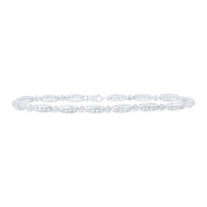 Sterling Silver Diamond Women's 4mm Oval & Bar Link Tennis Bracelet 1/3 CT | 7"