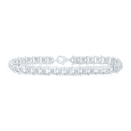 Sterling Silver Diamond Womens 6mm D/C Round U Link Tennis Bracelet 1/10 CT | 7"