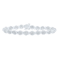 Sterling Silver Diamond Women's 6mm Round Halo Link Tennis Bracelet 1/10 CT | 7"