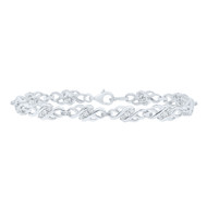 Sterling Silver Diamond 6mm Interlinked Infinity & Bar Link Bracelet 1/8 CT | 7"