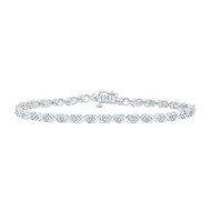 Sterling Silver Real Diamond D/C 5mm Hugs & Kisses XO Link Bracelet 1/10 CT | 7"