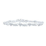 Sterling Silver Real Diamond 5.5mm Heart & Double Infinity Bracelet 1/5 CT | 7"