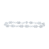 925 Sterling Silver Diamond 5.5mm Heart Bow Link Tennis Bracelet 1/3 CT | 7"