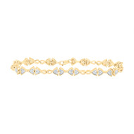 925 Yellow Gold Plated Diamond 5.5mm Heart Bow Link Tennis Bracelet 1/3 CT | 7"