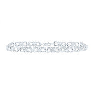 Sterling Silver Diamond 5mm Heart Infinity & X Ribbon Link Bracelet 1/4 CT | 7"