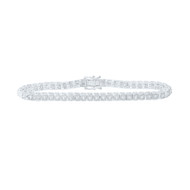 925 Sterling Silver Diamond Women's 5mm Square Link Tennis Bracelet 1/6 CT | 7"