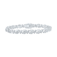 Sterling Silver Diamond Women's 7mm Swirling Round Link Bracelet 3/8 CT | 7"