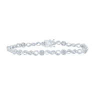925 Sterling Silver Diamond Womens Double Infinity & Circle Bracelet 1/3 CT | 7"