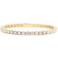 Yellow Gold Plated Solitaire Moissanite 4mm 1 Row 8" Tennis Bracelet 10.33 CT
