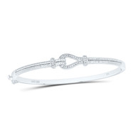 925 Sterling Silver Real Diamond Womens Braided Bracelet Love Knot Bangle 1/6 CT