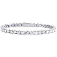 .925 Sterling Silver Solitaire Moissanite 4mm 1 Row 7" Tennis Bracelet 9.25 CT