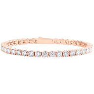925 Rose Gold Plated Solitaire Moissanite 4mm 1 Row 8" Tennis Bracelet 11.37 CT