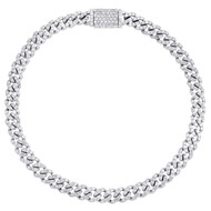 10K White Gold Genuine Diamond Unisex 4mm Miami Cuban Link 7" Bracelet 1.95 CT