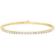 925 Silver Gold Plated Solitaire Moissanite 3mm 1 Row 8" Tennis Bracelet 6.21 CT