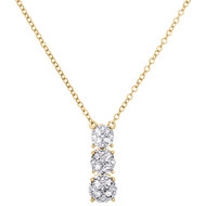 10K Yellow Gold Diamond Graduated Cluster Necklace 18" Rolo Cable Chain 1/2 CT.