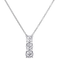 10K White Gold Diamond Graduated Cluster Necklace 18" Rolo Cable Chain 1/2 CT.