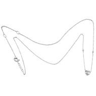 10K White Gold Baguette Diamond Domed Heart Charm Station 18" Necklace 1/4 Ct.