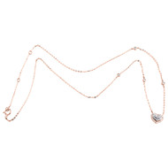 10K Rose Gold Round Diamond Halo Tiered Heart Charm Station 18" Necklace 1/3 Ct.
