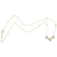 10K Yellow Gold Diamond Halo Triple Heart Charm Station Link 18" Necklace 3/4 Ct