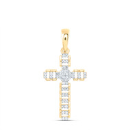 925 Silver Gold Plated Genuine Diamond Unisex Rectangle Cross Pendant 1/5 CT