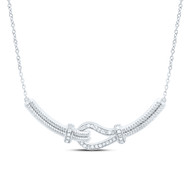 925 Sterling Silver Diamond Women's Interlocked Love Knot 18" Necklace 1/6 CT