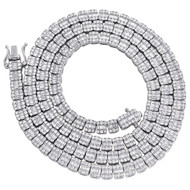 10K White Gold Baguette Diamond Square Tennis 5mm Statement 22" Chain 10.40 CT