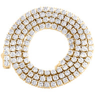 .925 Silver Yellow Gold Plated VVS Moissanite Prong 3mm 1 Row 22" Chain 16.66 CT