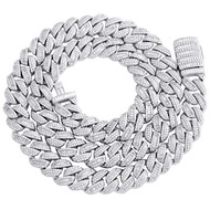 925 Silver Baguette Moissanite Custom Clasp 12mm Miami Cuban 22" Chain 28.39 CT