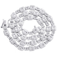 .925 Sterling Silver Baguette Moissanite 8mm Geometric Square 18" Chain 18.38 CT