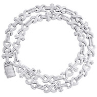 925 Sterling Silver Baguette Moissanite 13mm Infinity & Cross 22" Chain 18.88 CT