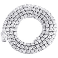 Sterling Silver VVS Moissanite Stones 4 Prong 3mm 1 Row Choker 16" Chain 12 CT