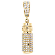 10K Yellow Gold Diamond Unisex Greek Key Charm Cylinder Ash Holder Pendant 1 Ct.