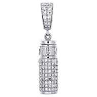 10K White Gold Diamond Unisex Greek Key Charm Cylinder Ash Holder Pendant 1 Ct.
