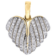 10K Yellow Gold Diamond Moveable Angel Wings Memory Frame Photo Pendant 1 Ct.