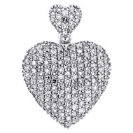 10K White Gold Ladies Round Cut Diamond Heart Ash Holder Charm Pendant .75 Ct.