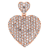 10K Rose Gold Ladies Round Cut Diamond Heart Ash Holder Charm Pendant .75 Ct.