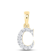 10K Yellow Gold Diamond Women's Block Font Initial C Mini Letter Pendant 1/10 CT