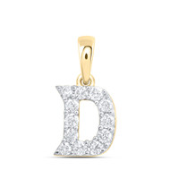 10K Yellow Gold Diamond Women's Block Font Initial D Mini Letter Pendant 1/5 CT