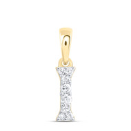 10K Yellow Gold Diamond Women's Block Font Initial I Mini Letter Pendant 1/12 CT