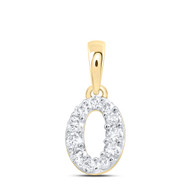 10K Yellow Gold Diamond Women's Block Font Initial O Mini Letter Pendant 1/6 CT