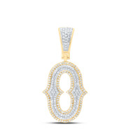 10K Yellow Gold Real Diamond Block Font Pointed Letter Initial O Pendant 5/8 CT