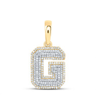 10K Yellow Gold Real Diamond Unisex Tiered Block Font Initial G Pendant 5/8 CT