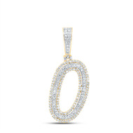 10K Yellow Gold Real Diamond Italic Font Slanted Letter Initial O Pendant 3/4 CT