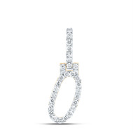 10K Yellow Gold Real Diamond Women's Block Font Slanted Initial O Pendant 1/2 CT