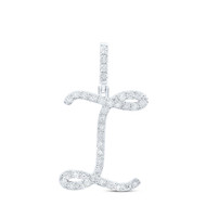 925 Sterling Silver Genuine Diamond Women's Script Font Initial I Pendant 1/8 CT