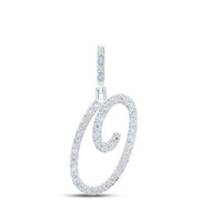 925 Sterling Silver Genuine Diamond Women's Script Font Initial O Pendant 1/6 CT