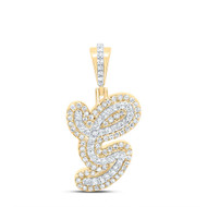 10K Yellow Gold Genuine Diamond Women's Cursive Font Initial G Pendant 1/3 CT