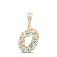 10K Yellow Gold Genuine Diamond Women's Cursive Font Initial O Pendant 1/3 CT